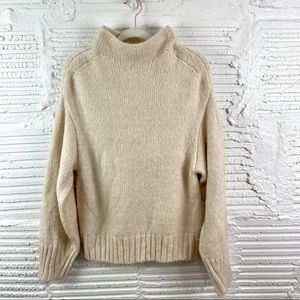 Express Fuzzy Slouchy Cozy Funnel Neck Relaxed Fit Oversized Cream Sweater XS